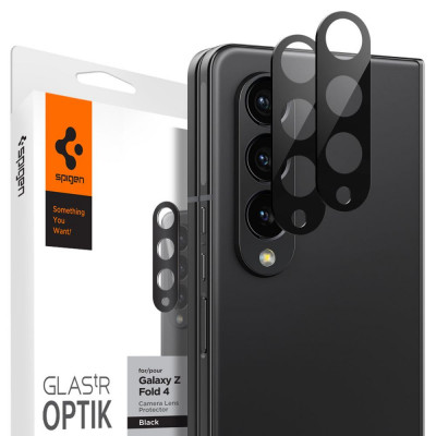 Set 2 Folii de protectie camera Spigen Optik.TR Protector pentru Samsung Galaxy Z Fold 4 Negru foto