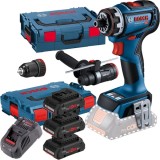 Bosch GSR 18V-90 FC + 0615990L1R - Masina de gaurit si insurubat 64 Nm valiza speciala accesorii + Set 3 acumulatori si incarcator Li-Ion 18 V 4 Ah va