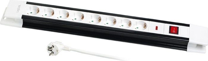 PRELUNGITOR LOGILINK, Schuko x 8, conectare prin Schuko (T), cablu 3 m, 16 A, protectie copii, alb/ negru, &quot;LPS207&quot; (timbru verde 0.18 lei)