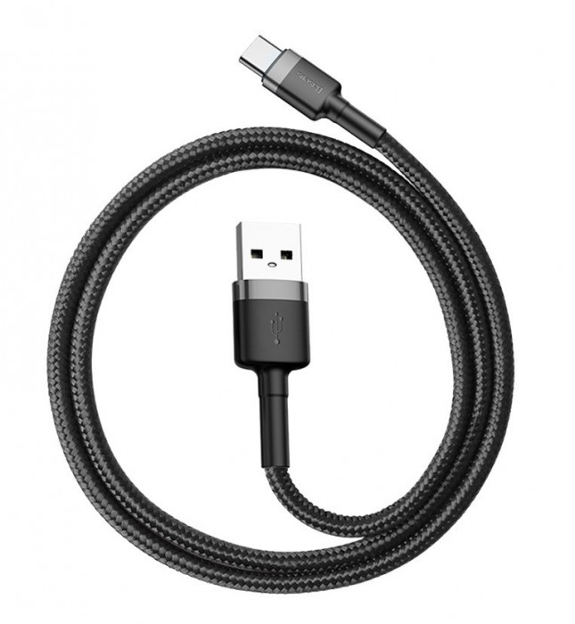 Cablu Usb Tip C 50CM Baseus USB-C QC3.0 3A 0,5M Negru-Gri 3A CATKLF-AG1