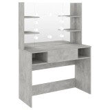 vidaXL Masă machiaj cu lumini LED, gri beton, 100x40x135 cm , MDF