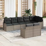 VidaXL Set de canapele pentru grădină cu pernă 8 pcs Gri Rattan poli