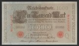 GERMANIA 1000 / 1.000 MARCI / MARK 1910 [14] P - 44b , Serie Rosie , Sufix J , 7 cifre Litera Q , a UNC / UNC , necirculata