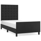 Cumpara ieftin Cadru de pat cu tablie, negru, 100x200 cm, piele ecologica