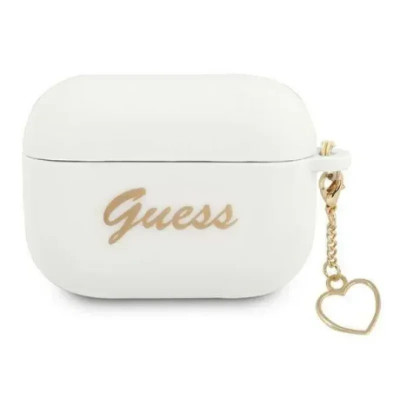 Husa Airpods Guess Silicone Charm Heart pentru Airpods Pro White foto