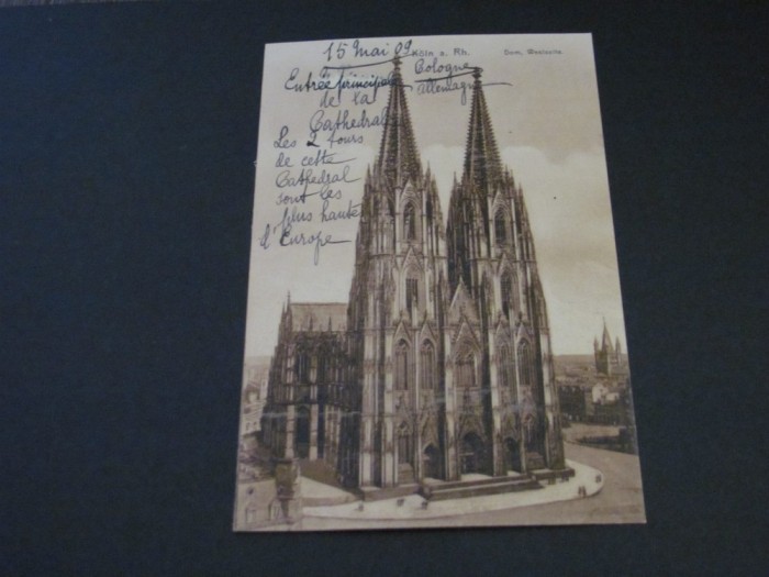 Carte Poștală Vintage Germania - Domul din K&ouml;ln &quot;Entr&eacute;e Principale de la Cath&eacute;drale&quot;(posibil perioada 1900-1940)
