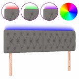 Cumpara ieftin Tablie de pat cu LED, gri inchis, 144x7x78/88 cm, textil