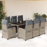 VidaXL Set mobilier grădină cu perne, 9 piese, gri, poliratan