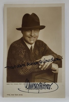 BRUNO KASTNER , ACTOR DE TEATRU SI FILM GERMAN , 1890-1932, FOTOGRAFIE CU DEDICATIE , INTERBELICA foto