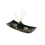 Set decorativ suport pentru lumanari si betisoare parfumate Love-Wish , Negru