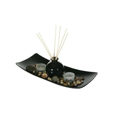 Set decorativ suport pentru lumanari si betisoare parfumate Love-Wish , Negru foto