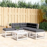 Gossi set canapele de gradina cu perne 5 piese alb lemn masiv de pin