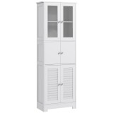 HOMCOM Dulap pentru Baie cu 3 Uși Duble din Lemn 60x30x170.5 cm, Alb | Aosom Romania