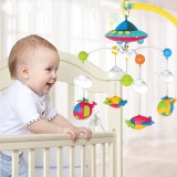 Carusel Muzical Patut Bebelusi cu Proiectii Stelute, Telecomanda, Jucarii Detasabile, Rotire 360&deg;, 108 Melodii