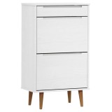 Cumpara ieftin Pantofar "MOLDE", alb, 59,5x35x103 cm, lemn masiv de pin