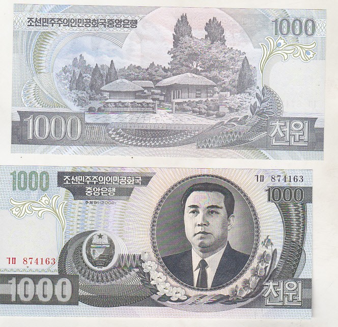 bnk bn Coreea de Nord 1000 won 2002 unc