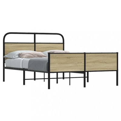 vidaXL Cadru de pat fără saltea 135x190 cm Lemn derivat stejar Sonoma 4100445 foto