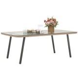 Outsunny Măsuță de Grădină din Ratan PE și Sticlă 110x60x40 cm Lemn Natural | Aosom Romania