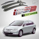 Cumpara ieftin Ștergătoare Honda Civic Gen VII (EU/EP/EV) Hatchback 2001-2005 | Set Față și Spate Flat &ndash; TeamCar&reg;