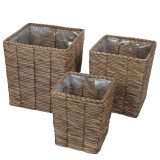 Cumpara ieftin Set 3 ghivece flori fibre naturale maro II 25 x 25 x 30 cm, 31 x 31 x 37 cm, 37 x 37 x 42 cm