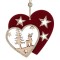 Ornament Brad Crăciun, Inimă Dublă, Lemn, Bordo, 11cm