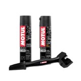 Cumpara ieftin Kit intretinere Motul C1 Chain Clean 0.4L Motul + Perie curatat lant + Motul C3 Chain Lube Off Road 0.4L