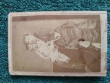 FOTOGRAFIE DE EPOCA ,anul 1868 , atelier fotografic Maier si Gerstl ,Bucuresci .Mama cu pruncul .Doamna Saveta Mihail ,strada Egalitatii 25