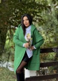 Jacheta dama verde cu imprimeu ursulet pe spate