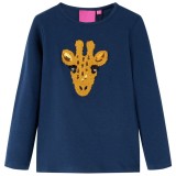 Tricou cu m&acirc;neci lungi pentru copii, bleumarin 116, vidaXL