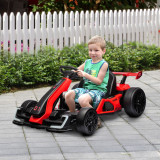 HOMCOM Go-Kart Electric pentru Copii cu Scaun Reglabil, 2 Motoare, Claxon, Lumini și Muzică, 120x76x53.5 cm, Roșu