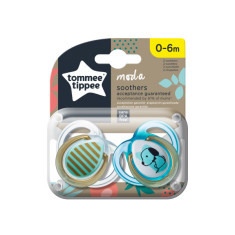 Suzeta ortodontica Tommee Tippee Moda, 0-6 luni, Alb Maro Turcoaz, 2 buc