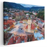 Tablou canvas Piata Sfatului, Brasov, Romania, rosu, verde 1184 Tablou canvas pe panza CU RAMA 80x120 cm