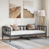 Cumpara ieftin Pat de zi, 90x200 cm, gri, lemn masiv de pin