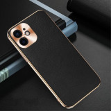 Husa telefon iPhone 12 TPU din piele ecologica Neagra, Apple