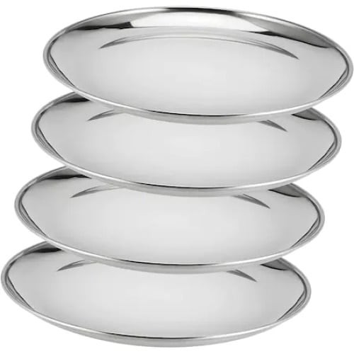 Set 4 farfurii FOXMAG24, din inox, diametru 23cm