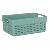Coș Depozitare, Model Perforat, Verde Mentă, Capacitate 3,5L, Plastic, M&acirc;nere, Oem
