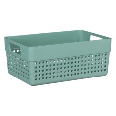 Coș Depozitare, Model Perforat, Verde Mentă, Capacitate 3,5L, Plastic, M&acirc;nere