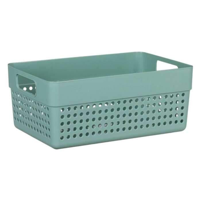 Coș Depozitare, Model Perforat, Verde Mentă, Capacitate 3,5L, Plastic, M&acirc;nere