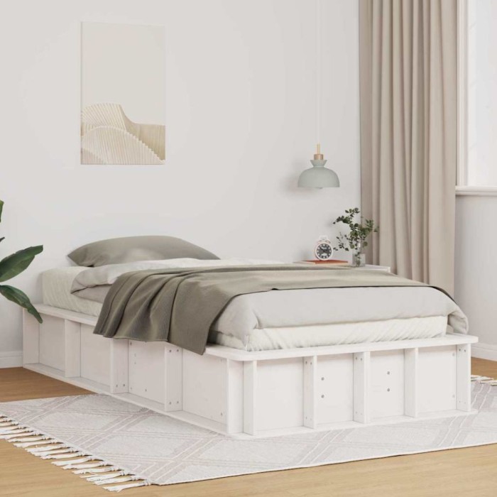 vidaXL Cadru de pat Alb 210 x 118 x 30 cm Lemn de pin masiv