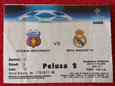 Bilet meci fotbal STEAUA BUCURESTI - REAL MADRID (Champions League 17.10.2006) foto