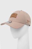 New Era sapca culoarea bej, cu imprimeu