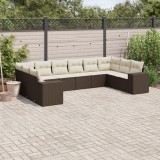 vidaXL Set canapele de grădină cu perne, 10 piese, maro, poliratan 3255410