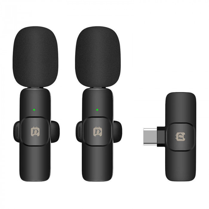 Set microfoane lavaliera wireless cu USB Type-C PULUZ PU3151B