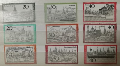 SV * Germania LOT 9 timbre Orașe Vechi * anii &amp;#039;80 foto