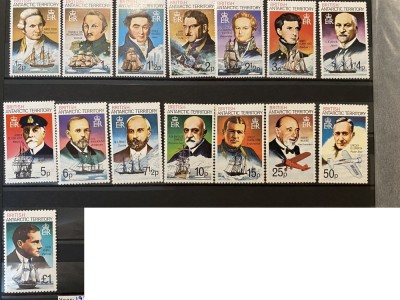 PC337 - Teritoriul Antarctic Britanic (BAT) 1973 Cercetatori/ Avioane/ Vapoare, serie MH, urme sarniera 15v foto
