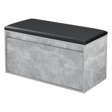 Banca cu sertar pentru pantofi Degerfors BS 80 x 39 x 45 cm PAL gri beton/negru [en.casa] HausGarden Leisure