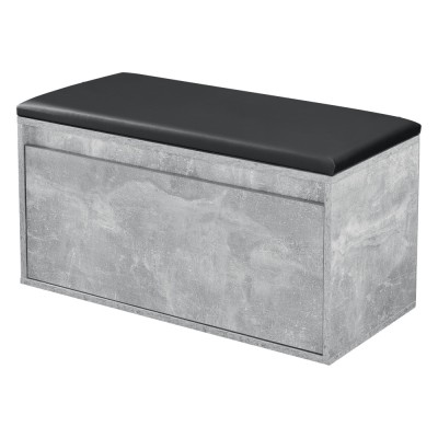 Banca cu sertar pentru pantofi Degerfors BS 80 x 39 x 45 cm PAL gri beton/negru [en.casa] HausGarden Leisure foto