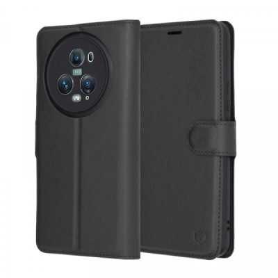 Husa pentru Honor Magic5 Pro, Techsuit, Leather Folio, Neagra foto