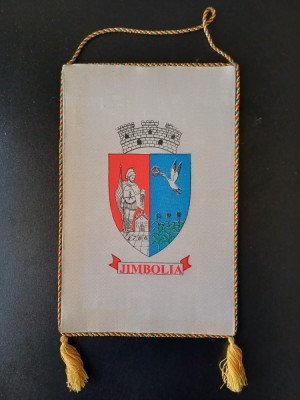 NI27 Fanion cu stema orașului Jimbolia și revers tricolor foto