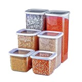 Cumpara ieftin Set 6 Cutii alimente (2X550 ml, 2X1200 ml, 2X1750 ml), Alb Transparent, si 24 etichete adezive